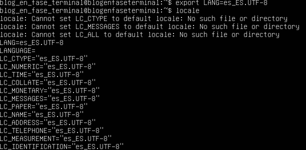 export LANG=es_ES.UTF-8