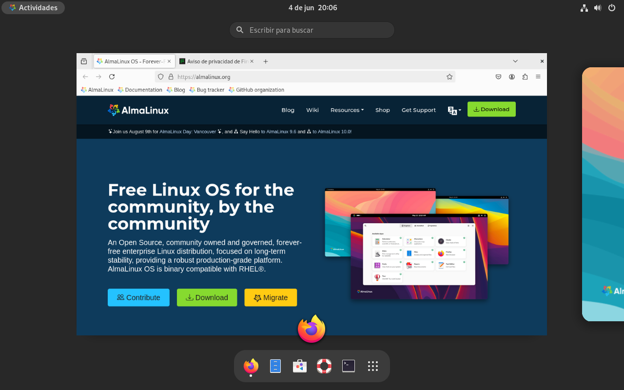 Navegador Firefox AlmaLinux
