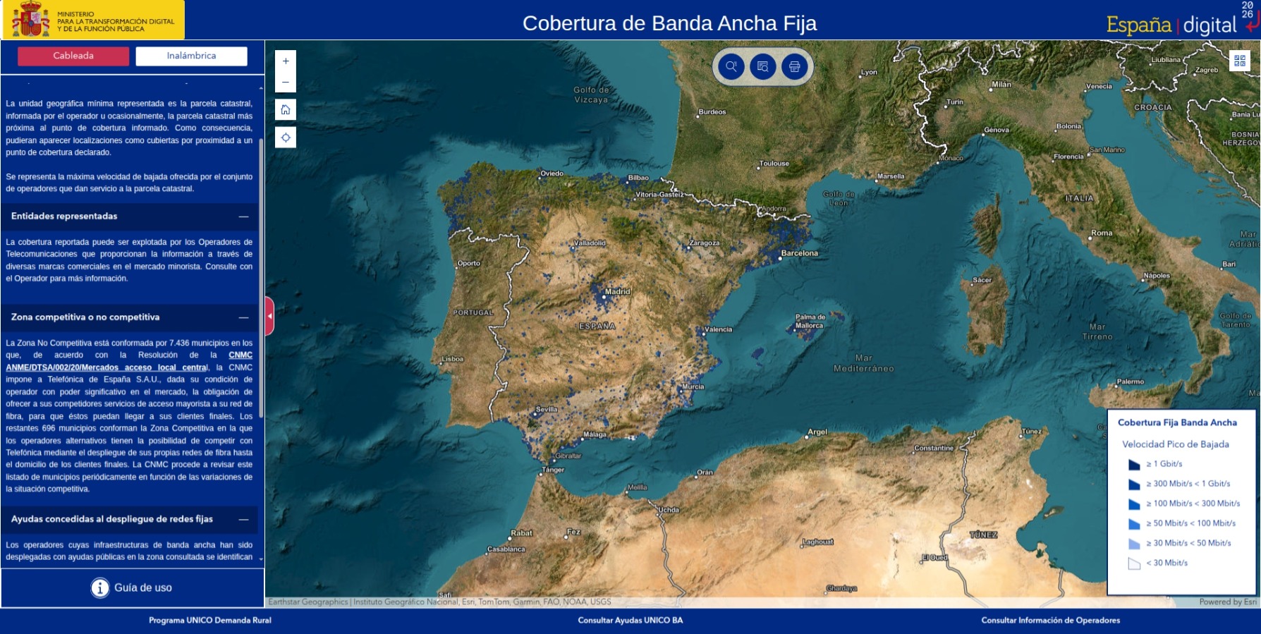 Cobertura banda ancha fija e inalámbrica en España 🇪🇸