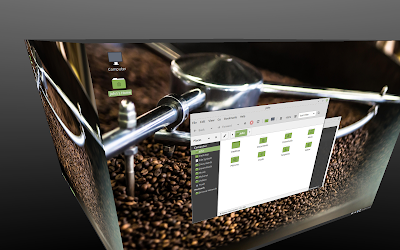 Captura de pantalla del cambio entre escritorios, función cubo 3D