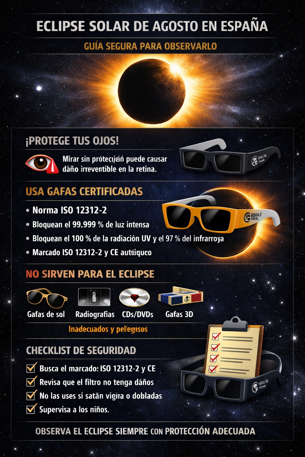 Gafas protectoras marcado ISO 12312‑2 y el CE